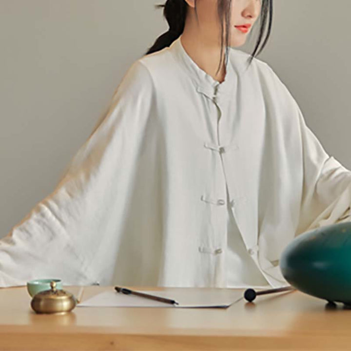 Camisa con diseño de botones de rana y Buddha Stones , Top de meditación Zen Tai Chi, chaqueta de lino y algodón - image 16