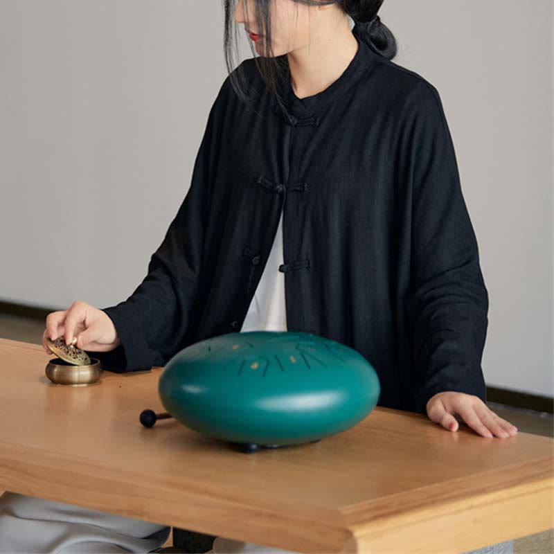 Camisa con diseño de botones de rana y Buddha Stones , Top de meditación Zen Tai Chi, chaqueta de lino y algodón - image 24