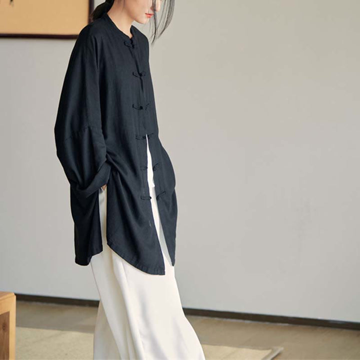 Camisa con diseño de botones de rana y Buddha Stones , Top de meditación Zen Tai Chi, chaqueta de lino y algodón - image 29