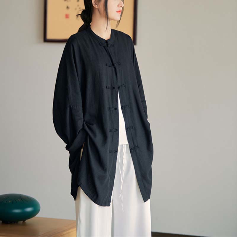 Camisa con diseño de botones de rana y Buddha Stones , Top de meditación Zen Tai Chi, chaqueta de lino y algodón - image 28