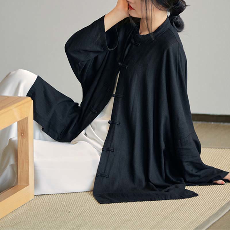 Camisa con diseño de botones de rana y Buddha Stones , Top de meditación Zen Tai Chi, chaqueta de lino y algodón - image 23