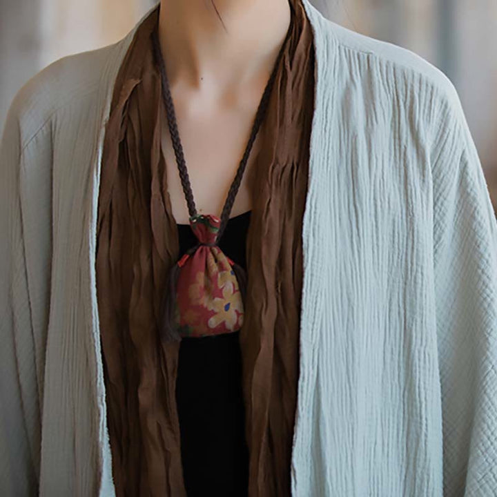 Buddha Stones Diseño liso Abrigo de manga larga Meditación Zen Chaqueta de algodón con parte delantera abierta - image 5