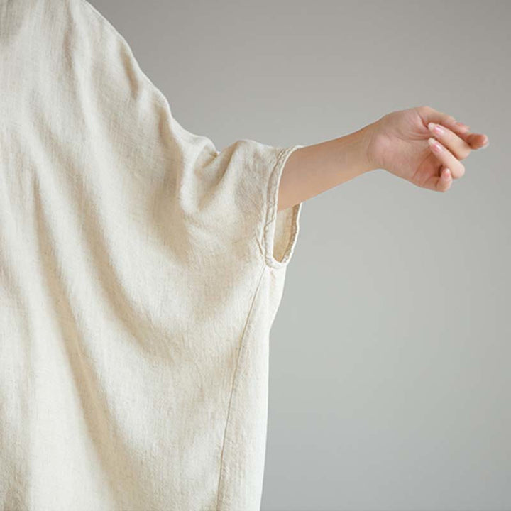 Camiseta holgada con manga tres cuartos de color sólido con Buddha Stones - image 8