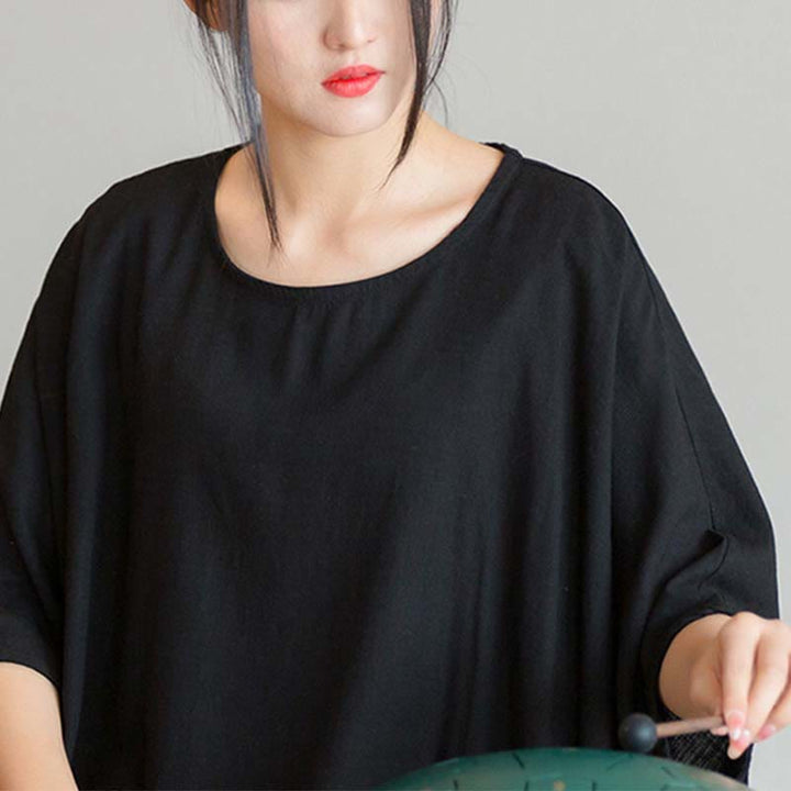 Camiseta holgada con manga tres cuartos de color sólido con Buddha Stones - image 21