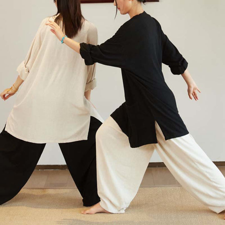 Buddha Stones, abrigo liso de manga larga, chaqueta, pantalones de pierna ancha, ropa de meditación Zen Tai Chi Yoga - image 13