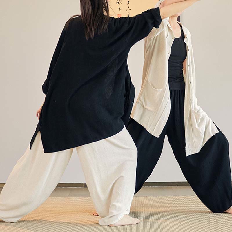 Buddha Stones, abrigo liso de manga larga, chaqueta, pantalones de pierna ancha, ropa de meditación Zen Tai Chi Yoga - image 11