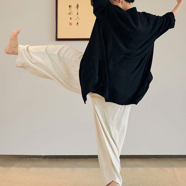 Buddha Stones, abrigo liso de manga larga, chaqueta, pantalones de pierna ancha, ropa de meditación Zen Tai Chi Yoga - image 15