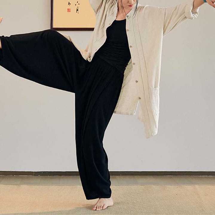 Buddha Stones, abrigo liso de manga larga, chaqueta, pantalones de pierna ancha, ropa de meditación Zen Tai Chi Yoga - image 22