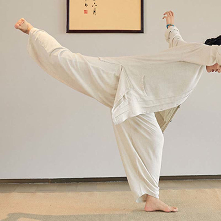 Buddha Stones, abrigo liso de manga larga, chaqueta, pantalones de pierna ancha, ropa de meditación Zen Tai Chi Yoga - image 3