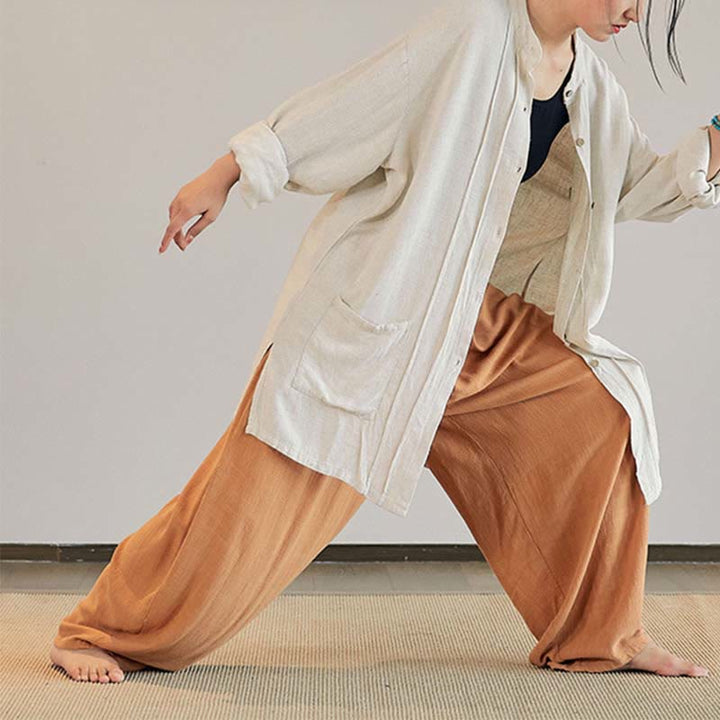 Buddha Stones, abrigo liso de manga larga, chaqueta, pantalones de pierna ancha, ropa de meditación Zen Tai Chi Yoga - image 33