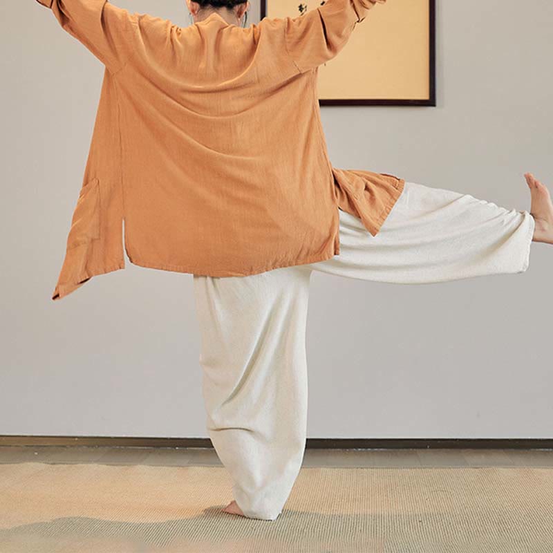 Buddha Stones, abrigo liso de manga larga, chaqueta, pantalones de pierna ancha, ropa de meditación Zen Tai Chi Yoga - image 32
