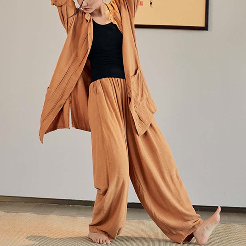 Buddha Stones, abrigo liso de manga larga, chaqueta, pantalones de pierna ancha, ropa de meditación Zen Tai Chi Yoga - image 25