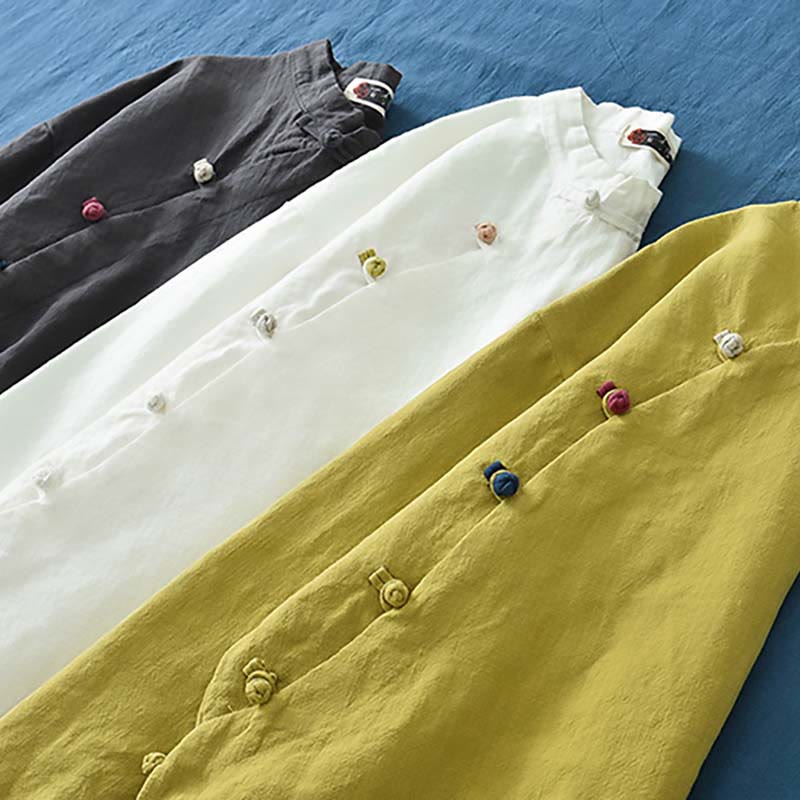 Blusa de lino de ramio con Buddha Stones , camisa para mujer, ropa estilo Hanfu chino - image 35