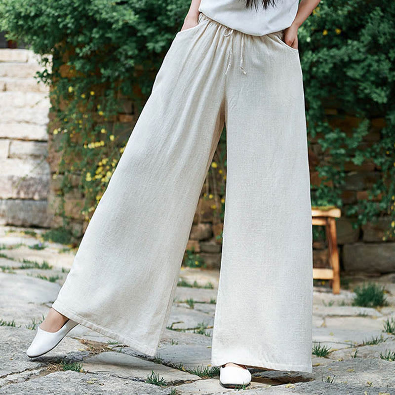 Pantalones de pierna ancha lisos con Buddha Stones , pantalones de yoga para mujer con bolsillos - image 3