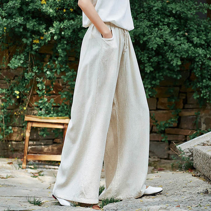 Pantalones de pierna ancha lisos con Buddha Stones , pantalones de yoga para mujer con bolsillos - image 4