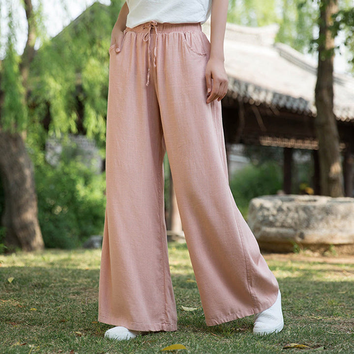 Pantalones de pierna ancha lisos con Buddha Stones , pantalones de yoga para mujer con bolsillos - Rosa claro - US6, UK/AU10, EU38 (L)  - image 30