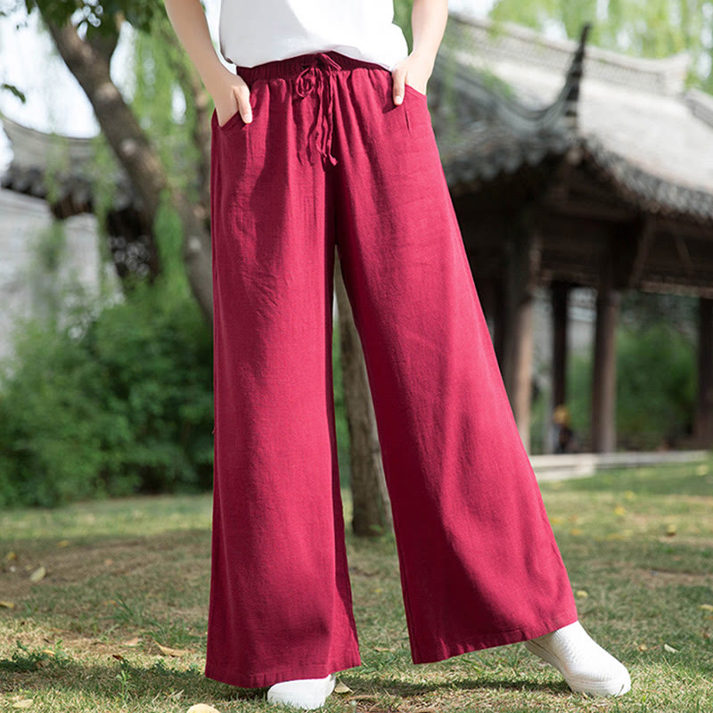 Pantalones de pierna ancha lisos con Buddha Stones , pantalones de yoga para mujer con bolsillos - Rojo - US6, UK/AU10, EU38 (L)  - image 41