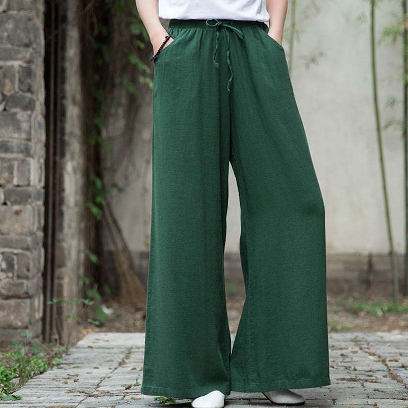 Pantalones de pierna ancha lisos con Buddha Stones , pantalones de yoga para mujer con bolsillos - image 51