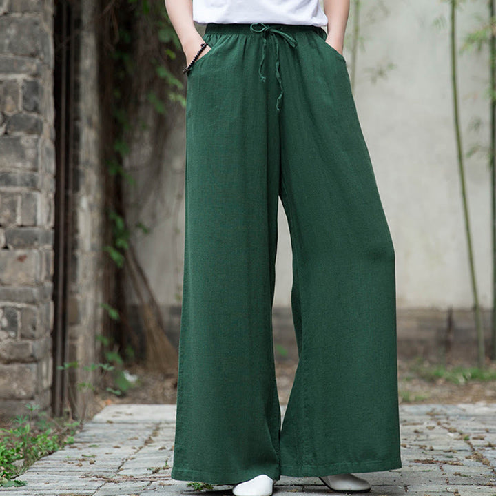 Pantalones de pierna ancha lisos con Buddha Stones , pantalones de yoga para mujer con bolsillos - image 51