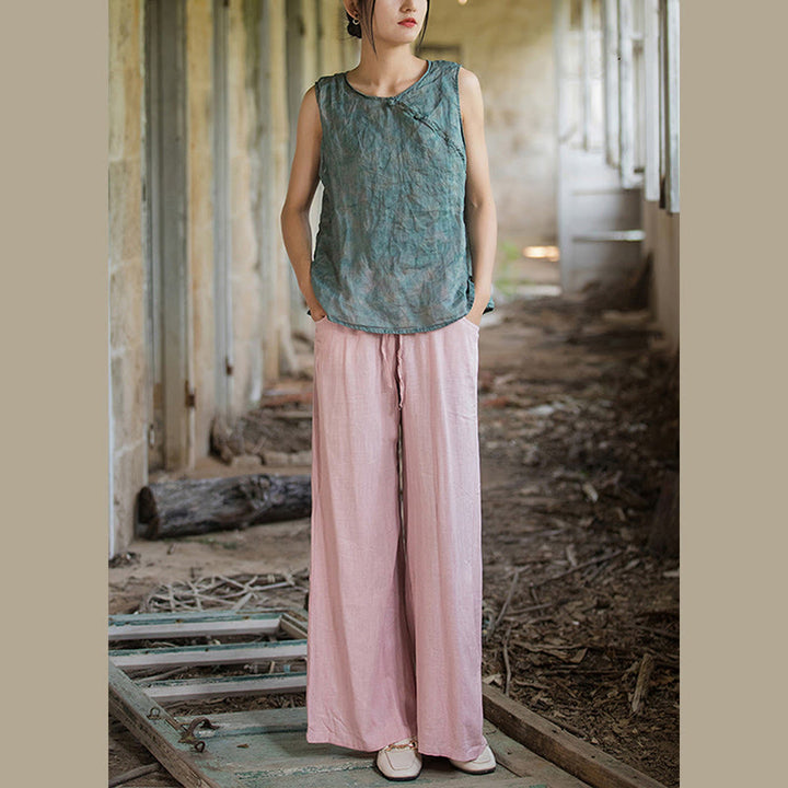 Pantalones de pierna ancha lisos con Buddha Stones , pantalones de yoga para mujer con bolsillos - image 66