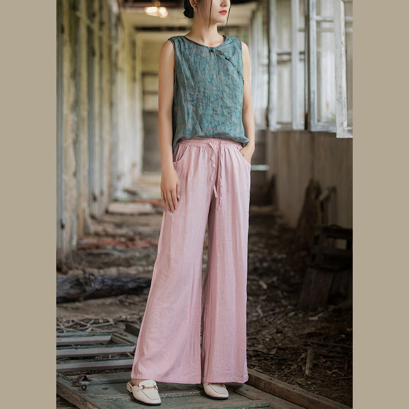 Pantalones de pierna ancha lisos con Buddha Stones , pantalones de yoga para mujer con bolsillos - image 65