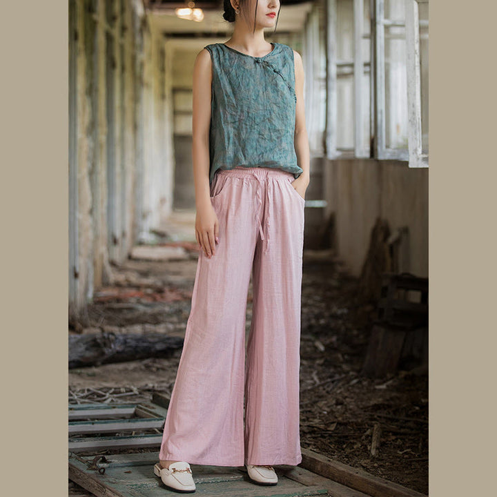 Pantalones de pierna ancha lisos con Buddha Stones , pantalones de yoga para mujer con bolsillos - image 65