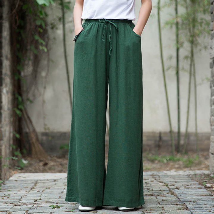 Pantalones de pierna ancha lisos con Buddha Stones , pantalones de yoga para mujer con bolsillos - Verde - US6, UK/AU10, EU38 (L)  - image 49