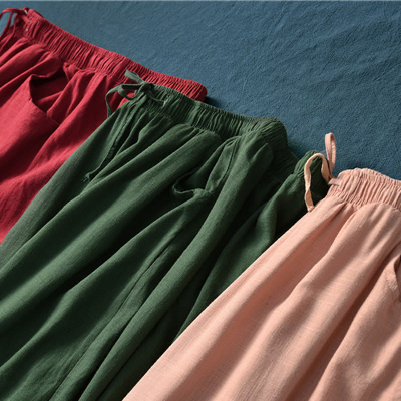 Pantalones de pierna ancha lisos con Buddha Stones , pantalones de yoga para mujer con bolsillos - image 70