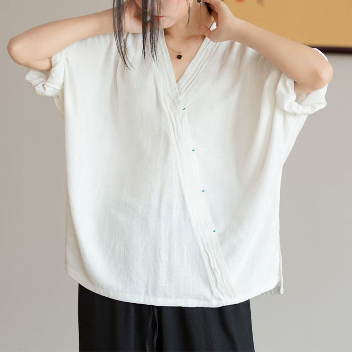 Blusa con Buddha Stones, camisa de mujer, Top de manga larga, ropa estilo Hanfu chino - image 1