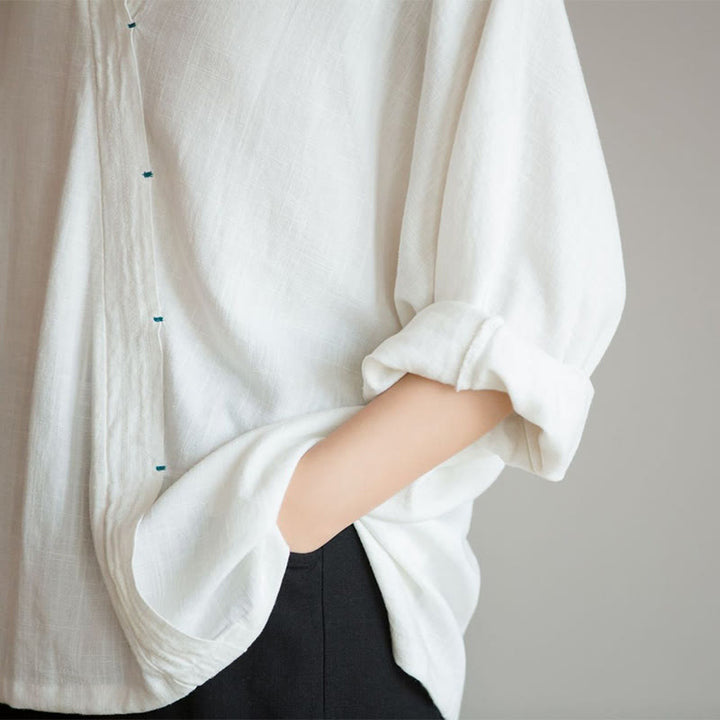 Blusa con Buddha Stones, camisa de mujer, Top de manga larga, ropa estilo Hanfu chino - image 6