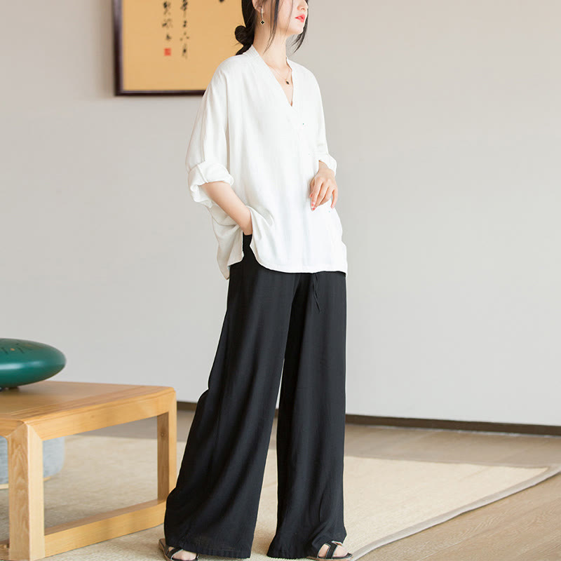Blusa con Buddha Stones, camisa de mujer, Top de manga larga, ropa estilo Hanfu chino - image 12