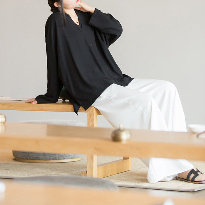 Blusa con Buddha Stones, camisa de mujer, Top de manga larga, ropa estilo Hanfu chino - image 22