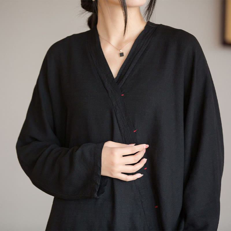 Blusa con Buddha Stones, camisa de mujer, Top de manga larga, ropa estilo Hanfu chino - image 16