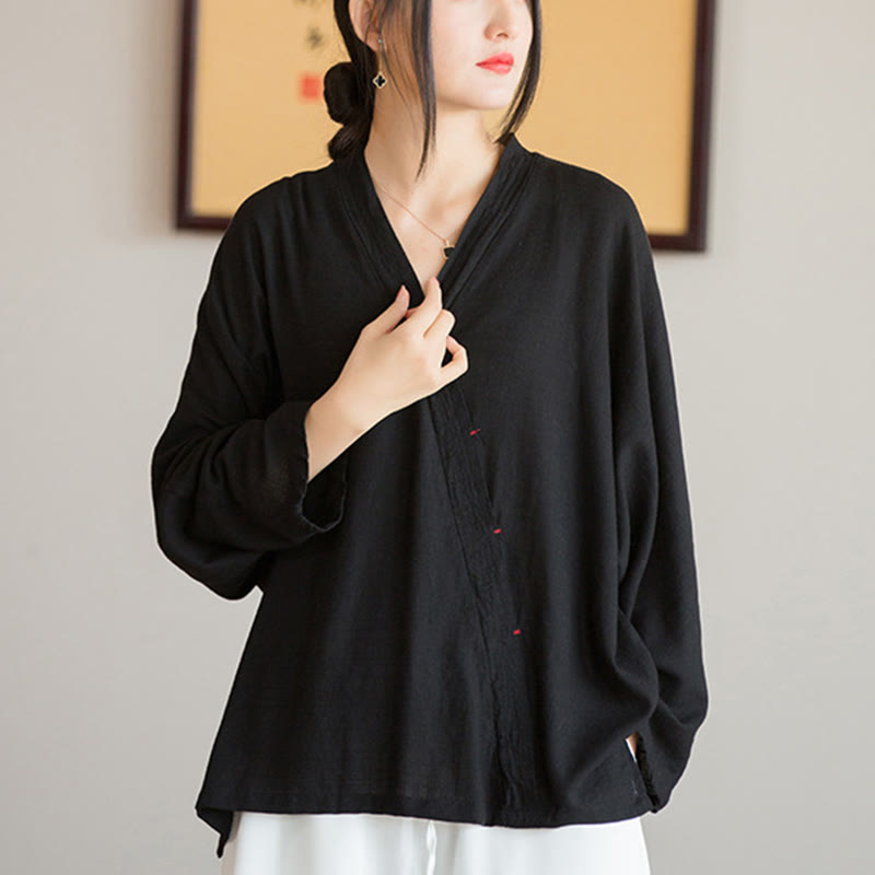 Blusa con Buddha Stones, camisa de mujer, Top de manga larga, ropa estilo Hanfu chino - image 14