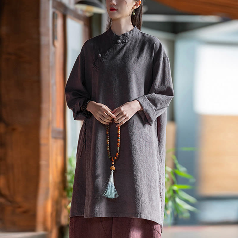 Blusa de lino y algodón Vintage con Buddha Stones, camisa de manga larga para mujer, Top Hanfu chino - image 14