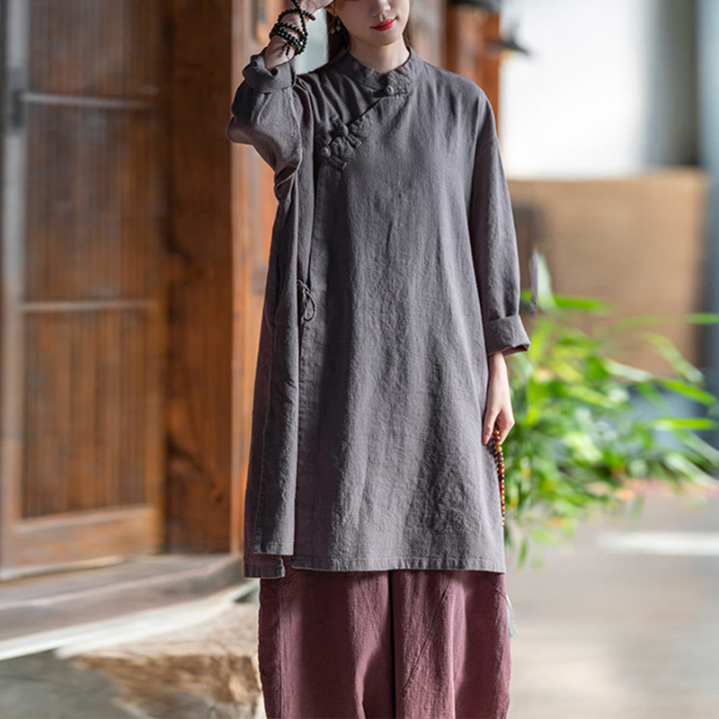 Blusa de lino y algodón Vintage con Buddha Stones, camisa de manga larga para mujer, Top Hanfu chino - image 10