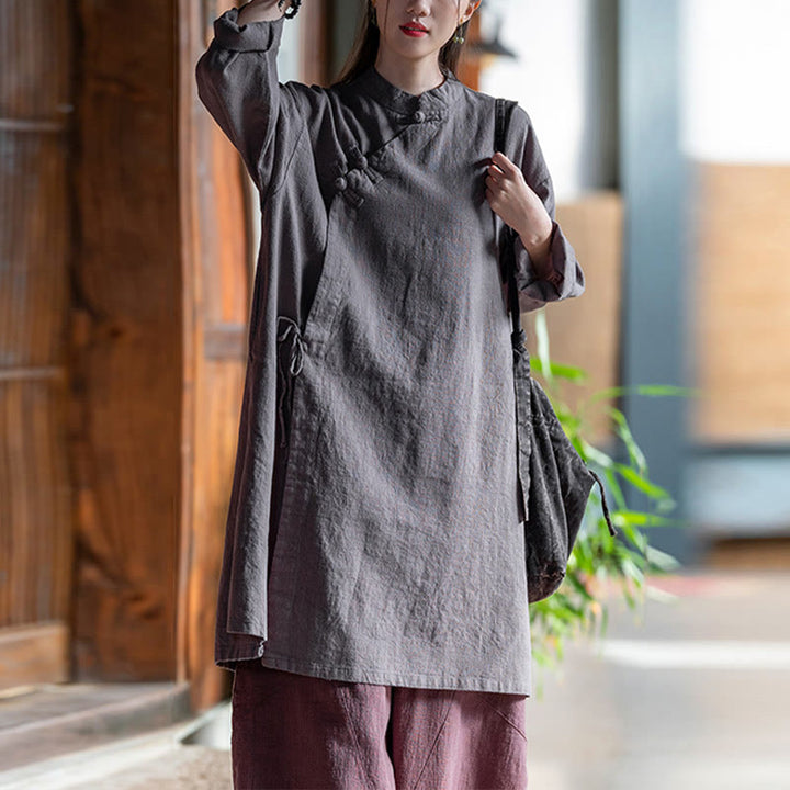 Blusa de lino y algodón Vintage con Buddha Stones, camisa de manga larga para mujer, Top Hanfu chino - image 11