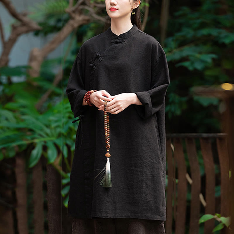 Blusa de lino y algodón Vintage con Buddha Stones, camisa de manga larga para mujer, Top Hanfu chino - image 20
