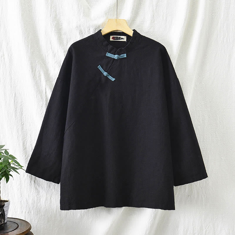 Blusa suelta de lino de ramio con Buddha Stones , camisa de manga larga para mujer, Top chino Hanfu - image 18