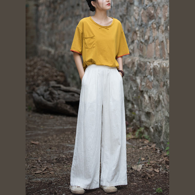 Pantalones de pierna ancha retro con Buddha Stones , pantalones de yoga informales para mujer con bolsillos