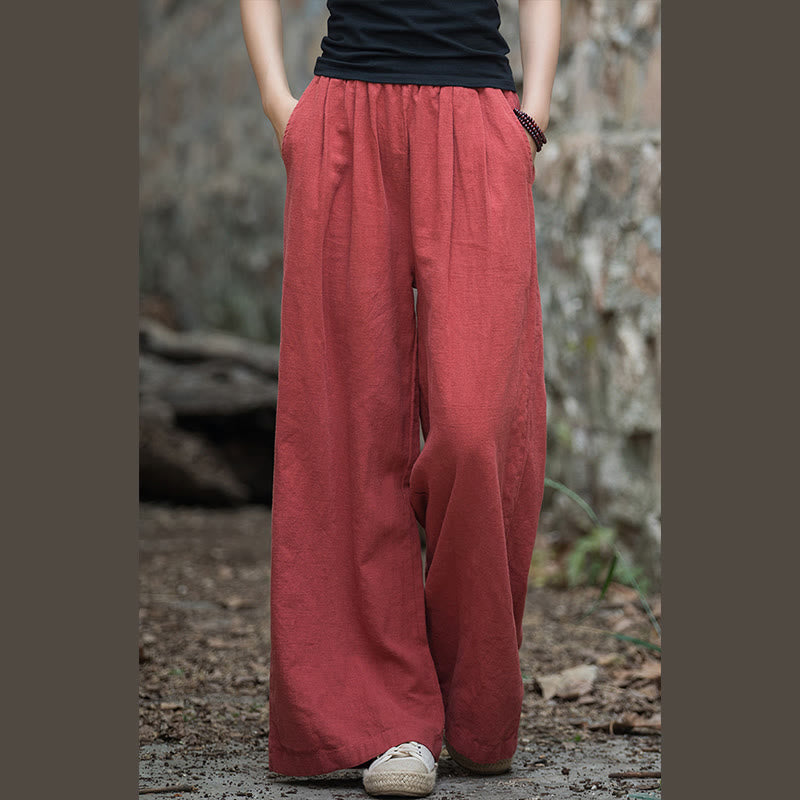 Pantalones de pierna ancha retro con Buddha Stones , pantalones de yoga informales para mujer con bolsillos
