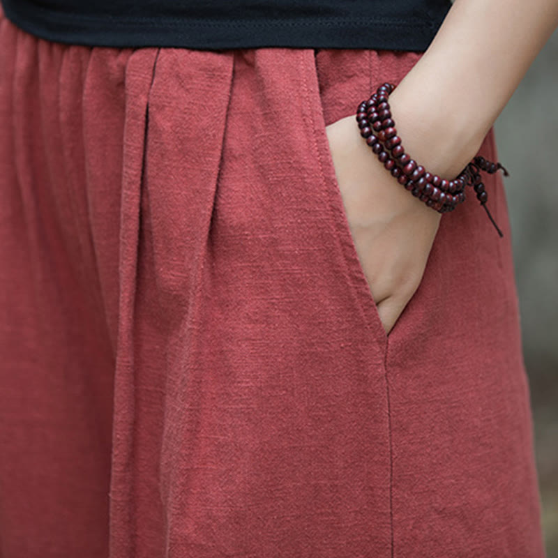 Pantalones de pierna ancha retro con Buddha Stones , pantalones de yoga informales para mujer con bolsillos