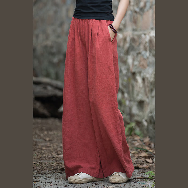 Pantalones de pierna ancha retro con Buddha Stones , pantalones de yoga informales para mujer con bolsillos
