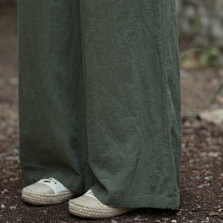 Pantalones de pierna ancha retro con Buddha Stones , pantalones de yoga informales para mujer con bolsillos