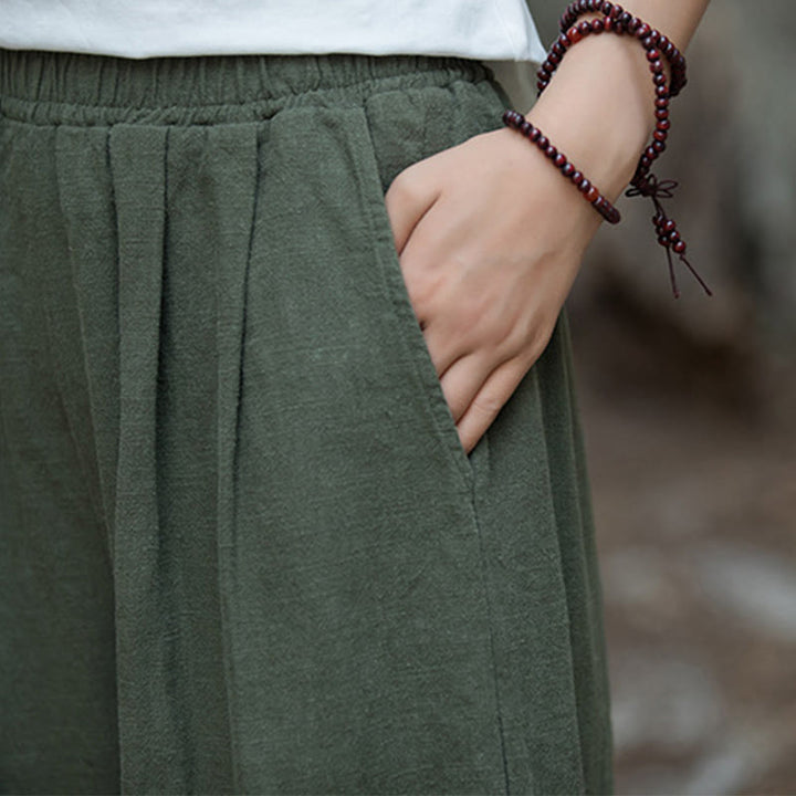 Pantalones de pierna ancha retro con Buddha Stones , pantalones de yoga informales para mujer con bolsillos