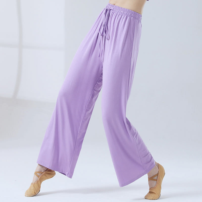 Pantalones anchos de la pierna del cordón modal flojo de las piedras de Buddha Stones para la danza de la yoga - Violeta - US12, UK/AU16, EU44 (3XL) - image 3
