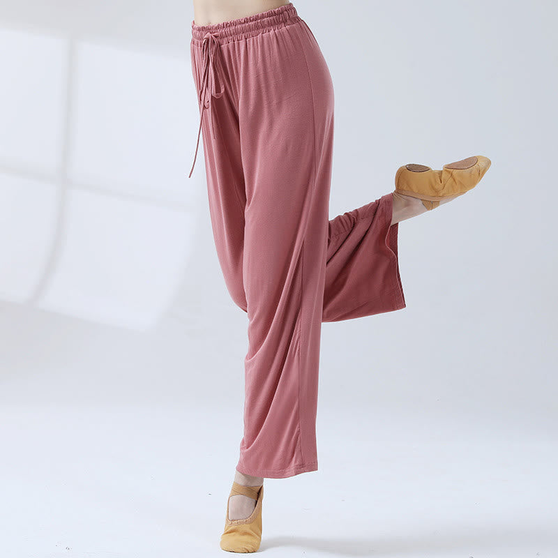 Pantalones anchos de la pierna del cordón modal flojo de las piedras de Buddha Stones para la danza de la yoga - Violeta pálido rojo - US12, UK/AU16, EU44 (3XL) - image 4