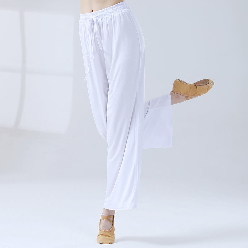 Pantalones anchos de la pierna del cordón modal flojo de las piedras de Buddha Stones para la danza de la yoga - Blanco - US12, UK/AU16, EU44 (3XL) - image 12