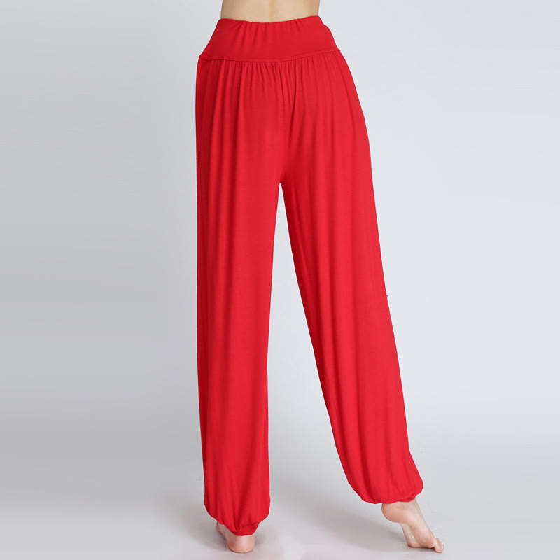 Pantalones largos tipo harén para yoga y danza con Buddha Stones en color liso - image 26