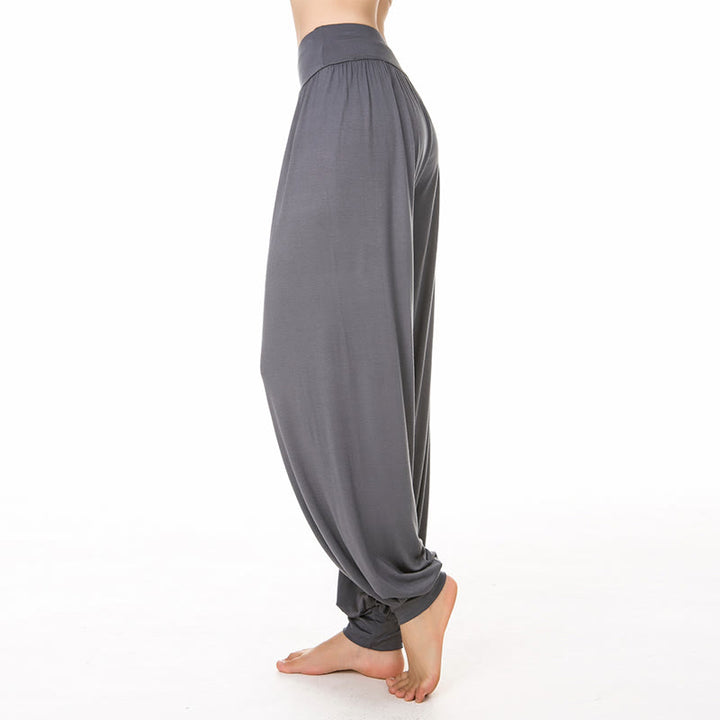 Pantalones largos tipo harén para yoga y danza con Buddha Stones en color liso - Gris oscuro - US14, UK/AU18, EU46 (3XL) - image 15